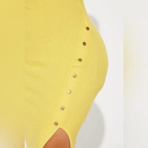 Fashion nova - Miranda Sweater Midi Dress - Yellow - Picture 3 of 8